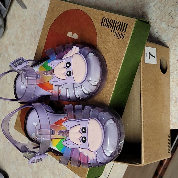 Mini Melissa Other - GUC purple unicorn Mini Melissa sandals size 7 with box.